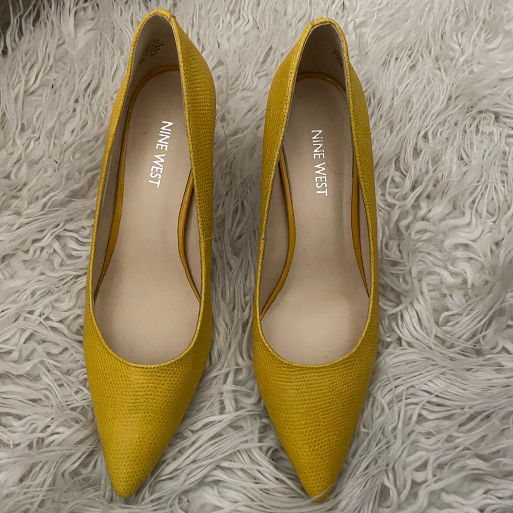 Nine West yellow mustard low heel